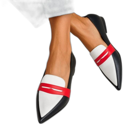 Comfortable Color Block Flats for Women with Pointed Toe Casual Style