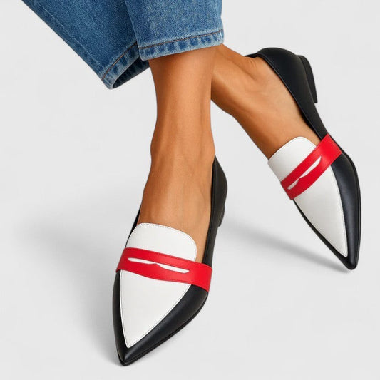 Comfortable Color Block Flats for Women with Pointed Toe Casual Style