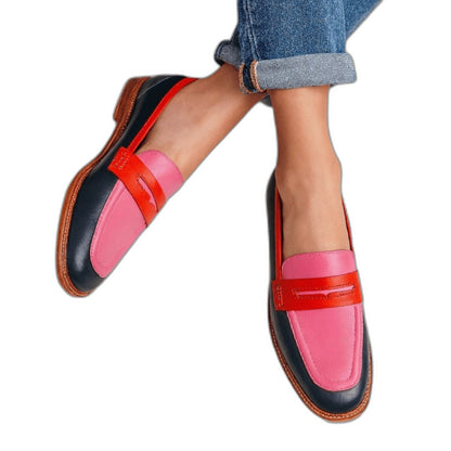 Comfortable Color Block Loafers for Women with Closed Toe Casual Style