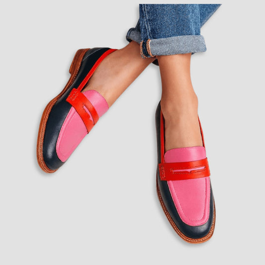 Comfortable Color Block Loafers for Women with Closed Toe Casual Style
