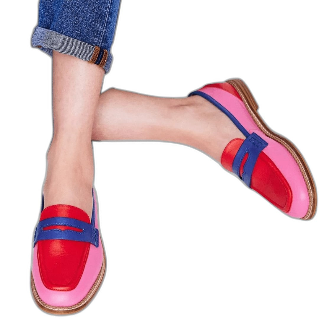 Comfortable Color Block Loafers for Women with Closed Toe Casual Style
