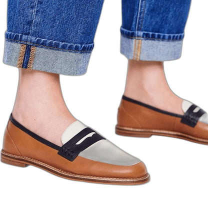 Comfortable Color Block Loafers for Women with Closed Toe Casual Style