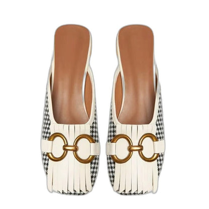 Comfortable Cream Ballet Flats for Women with Closed Toe Buckle Casual Style