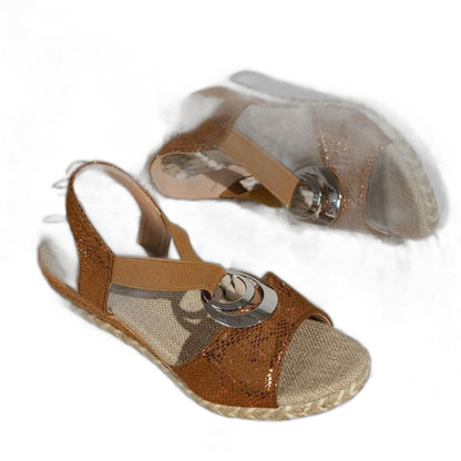 Comfortable Cream Espadrilles for Women with Platform Ankle Strap Open Toe Buckle Casual Style