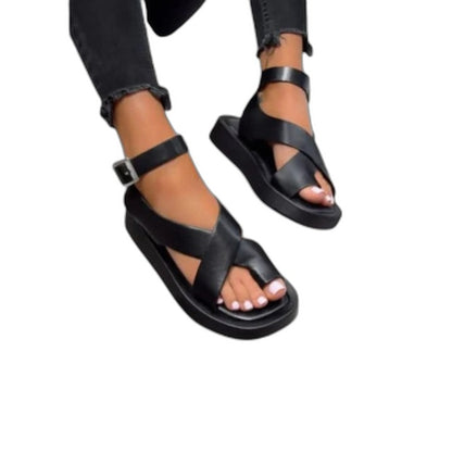 Comfortable Cream Sandals for Women with Platform Ankle Strap Open Toe Casual Style