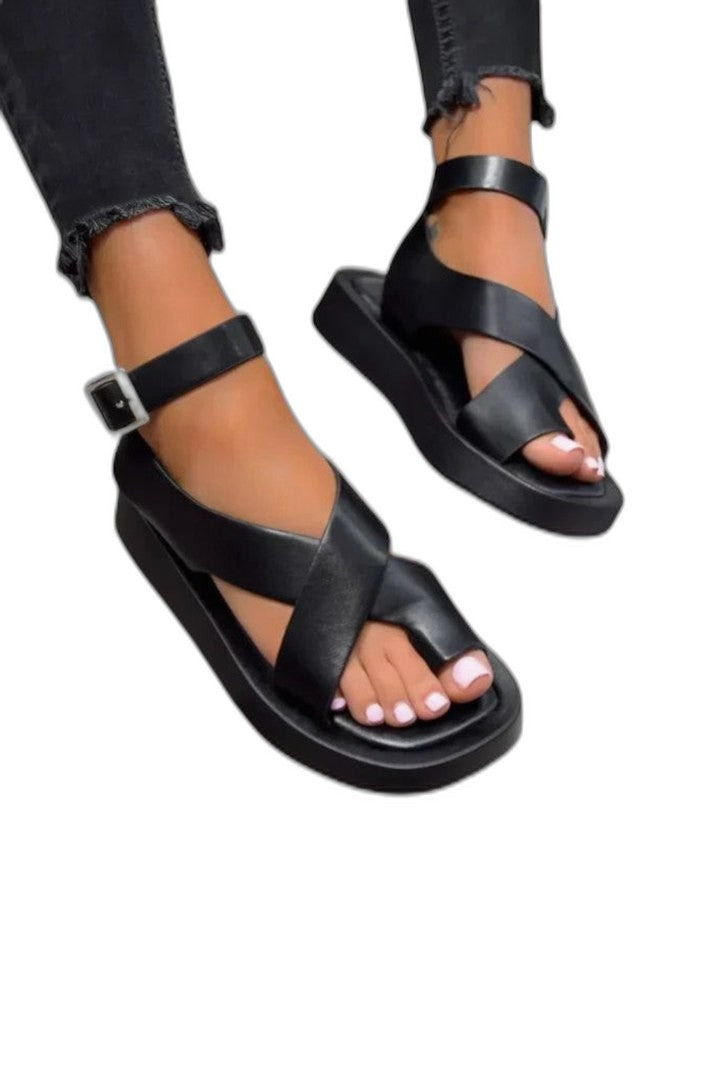 Comfortable Cream Sandals for Women with Platform Ankle Strap Open Toe Casual Style