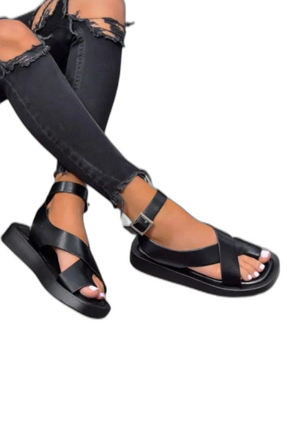 Comfortable Cream Sandals for Women with Platform Ankle Strap Open Toe Casual Style
