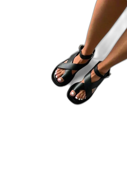 Comfortable Cream Sandals for Women with Platform Ankle Strap Open Toe Casual Style