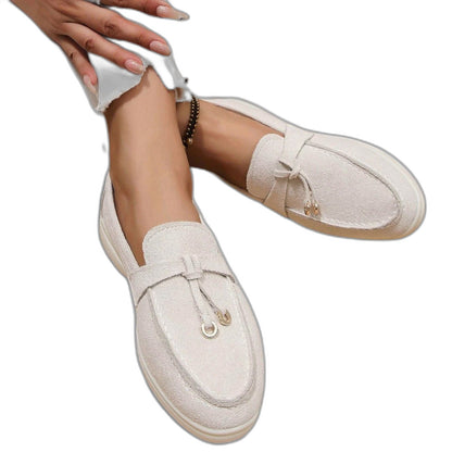 Comfortable Cream Suede Loafers for Women with Closed Toe Casual Style