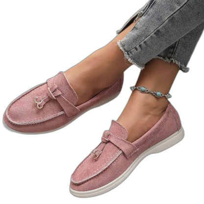 Comfortable Cream Suede Loafers for Women with Closed Toe Casual Style