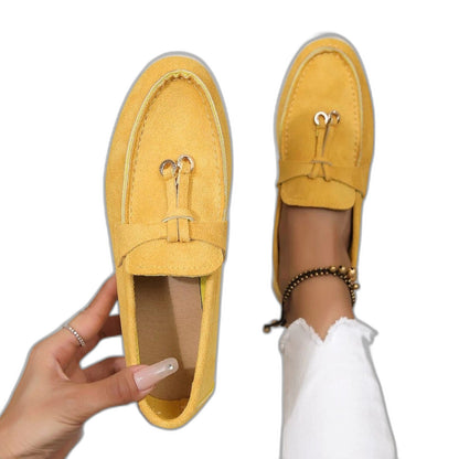 Comfortable Cream Suede Loafers for Women with Closed Toe Casual Style