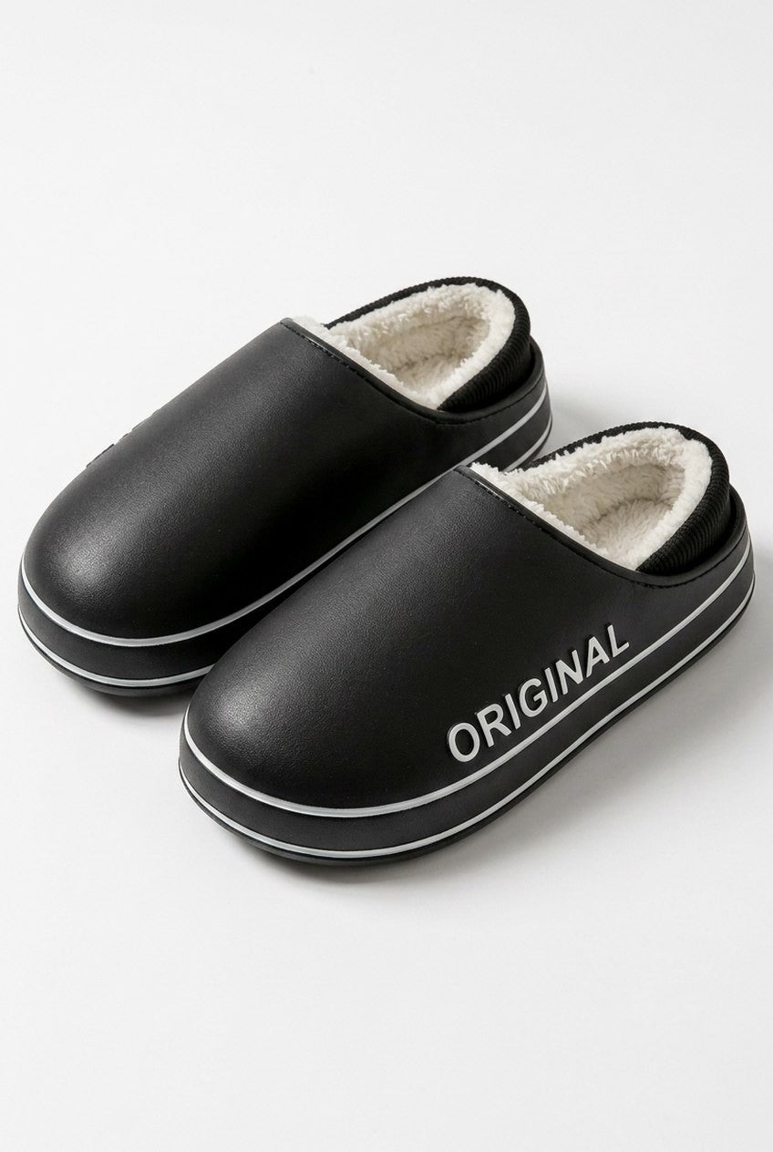 Comfortable Fleece Mules for Women with Platform Closed Toe Fur Lined Lounge Style