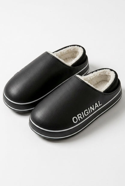 Comfortable Fleece Mules for Women with Platform Closed Toe Fur Lined Lounge Style