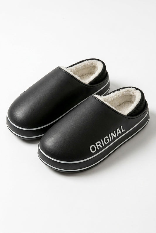 Comfortable Fleece Mules for Women with Platform Closed Toe Fur Lined Lounge Style