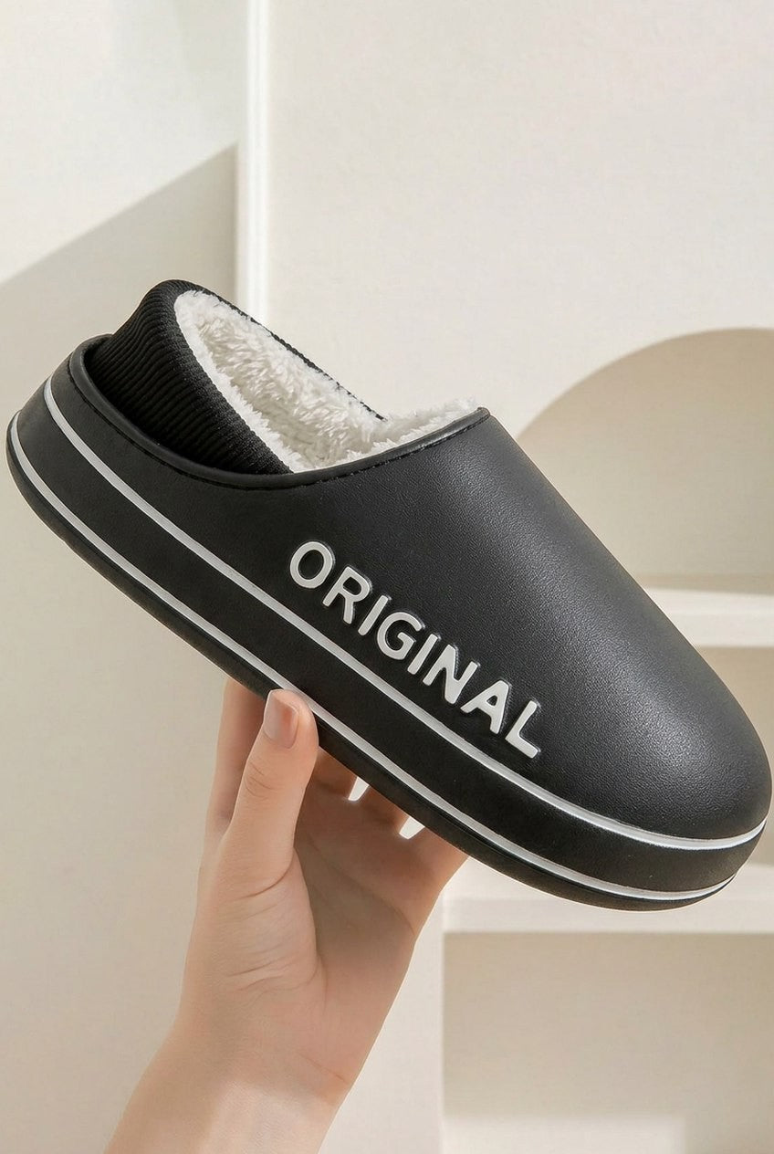 Comfortable Fleece Mules for Women with Platform Closed Toe Fur Lined Lounge Style