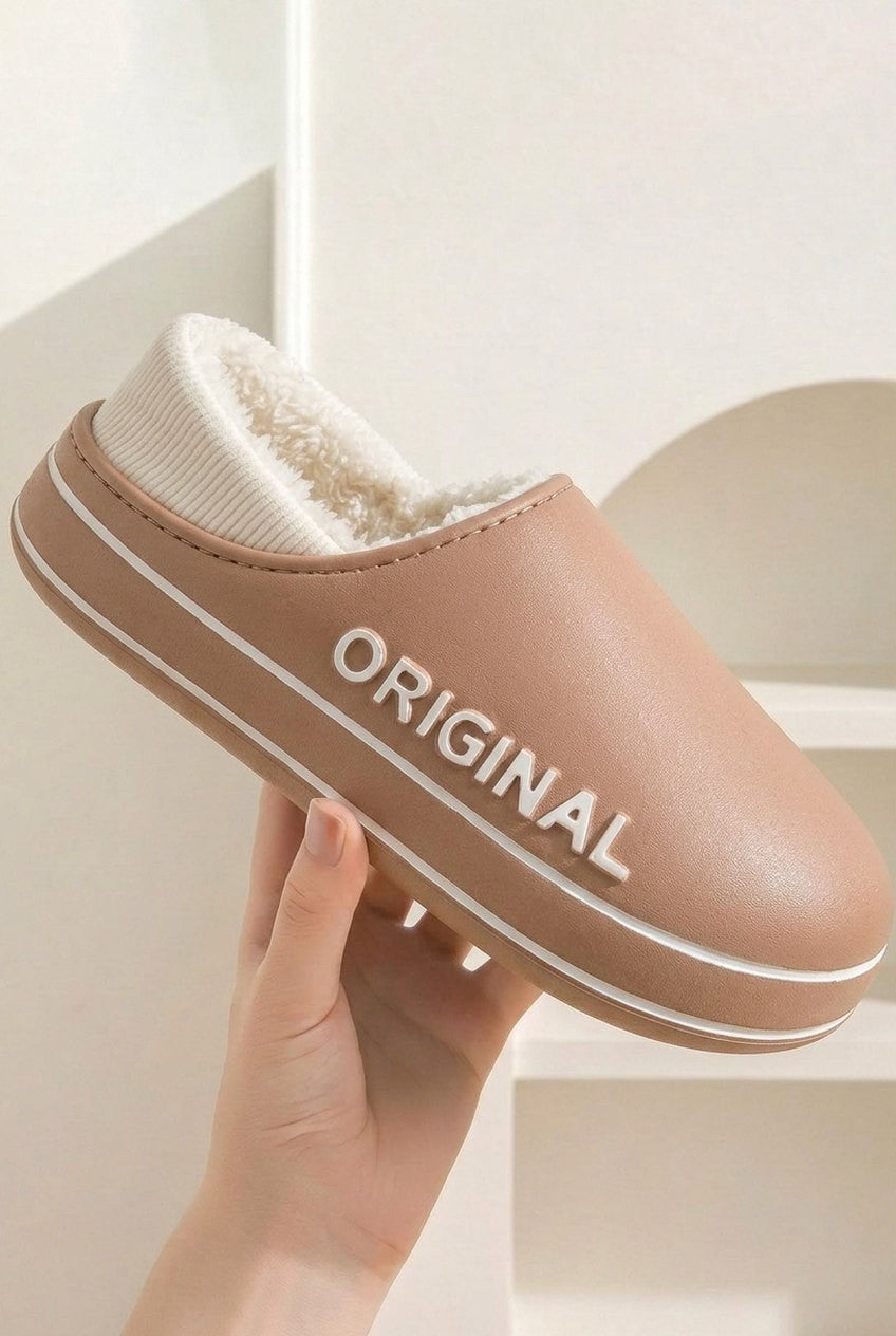 Comfortable Fleece Mules for Women with Platform Closed Toe Fur Lined Lounge Style