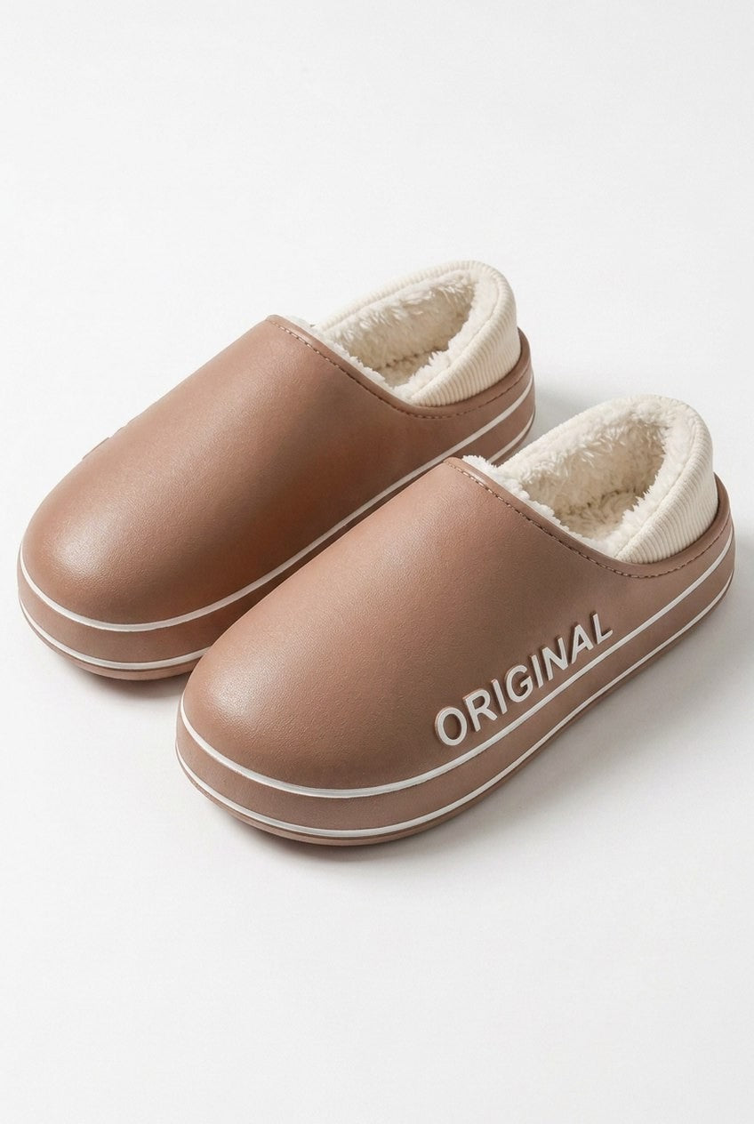 Comfortable Fleece Mules for Women with Platform Closed Toe Fur Lined Lounge Style