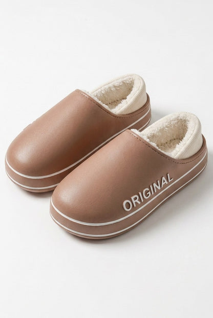Comfortable Fleece Mules for Women with Platform Closed Toe Fur Lined Lounge Style