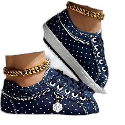 Comfortable Floral Sneakers for Women with Closed Toe Lace Up Casual Style