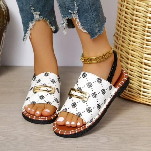 Comfortable Geometric Sandals for Women with Open Toe Buckle Casual Style