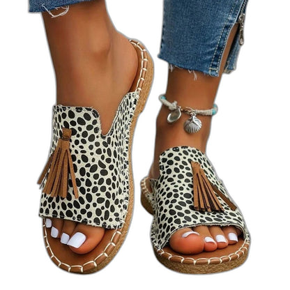 Comfortable Geometric Sandals for Women with Tassel Open Toe Casual Style