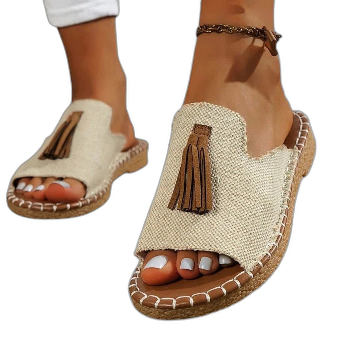 Comfortable Geometric Sandals for Women with Tassel Open Toe Casual Style
