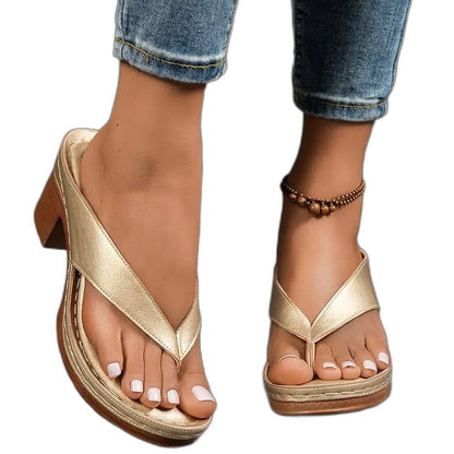 Comfortable Gold Platform Sandals for Women with Open Toe Casual Style
