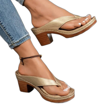Comfortable Gold Platform Sandals for Women with Open Toe Casual Style