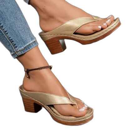 Comfortable Gold Platform Sandals for Women with Open Toe Casual Style