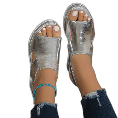 Comfortable Gold Sandals for Women with Platform Open Toe Party Style