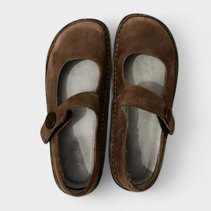 Comfortable Green Leather Mary Jane Shoes for Women with Closed Toe Buckle Casual Style