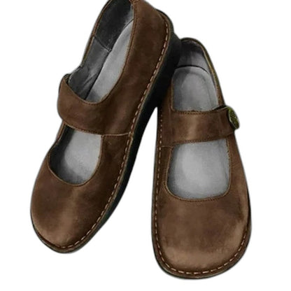 Comfortable Green Leather Mary Jane Shoes for Women with Closed Toe Buckle Casual Style