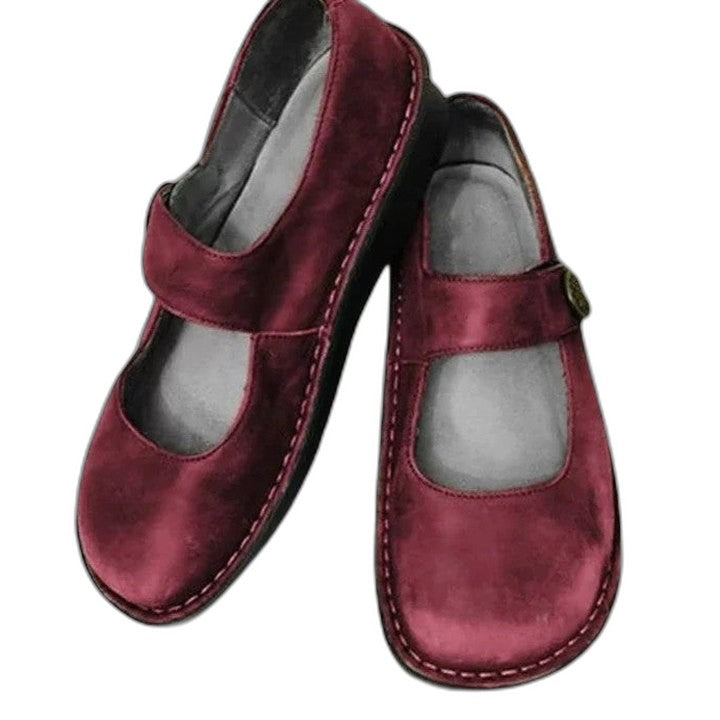 Comfortable Green Leather Mary Jane Shoes for Women with Closed Toe Buckle Casual Style