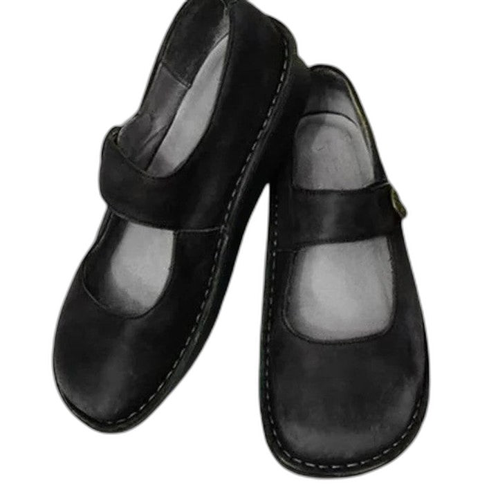 Comfortable Green Leather Mary Jane Shoes for Women with Closed Toe Buckle Casual Style