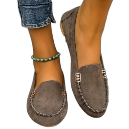 Comfortable Green Suede Loafers for Women with Closed Toe Casual Style