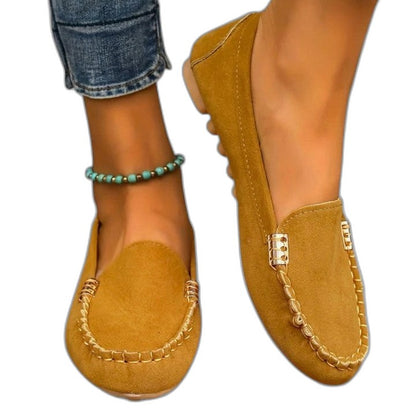 Comfortable Green Suede Loafers for Women with Closed Toe Casual Style