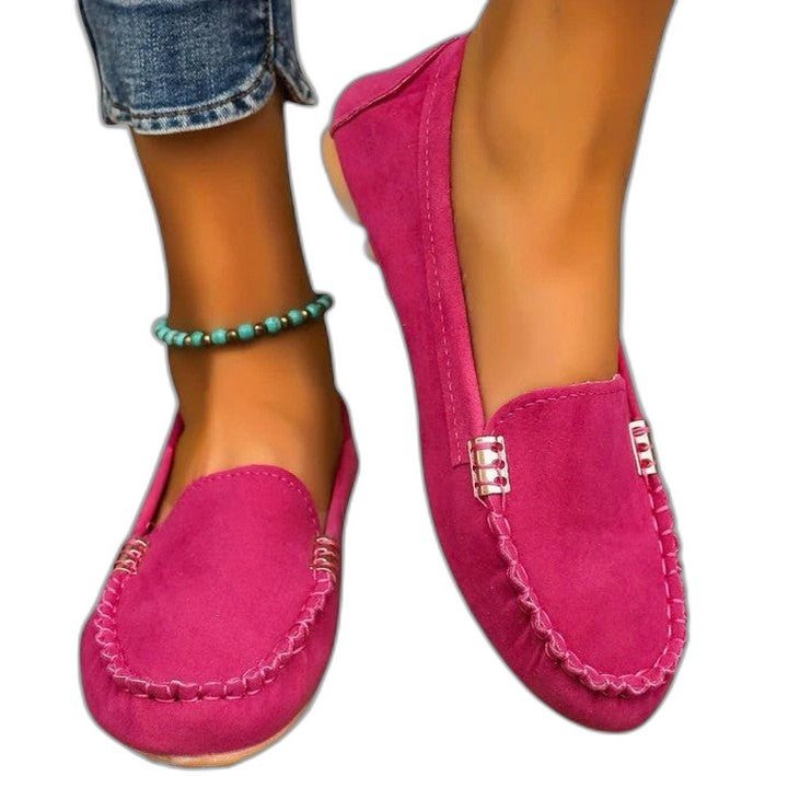 Comfortable Green Suede Loafers for Women with Closed Toe Casual Style
