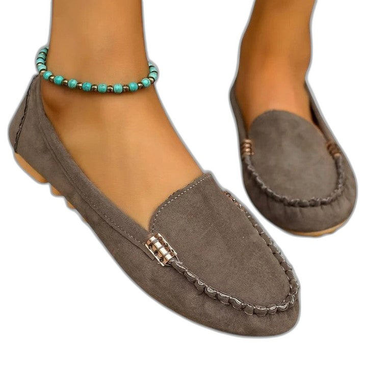 Comfortable Green Suede Loafers for Women with Closed Toe Casual Style