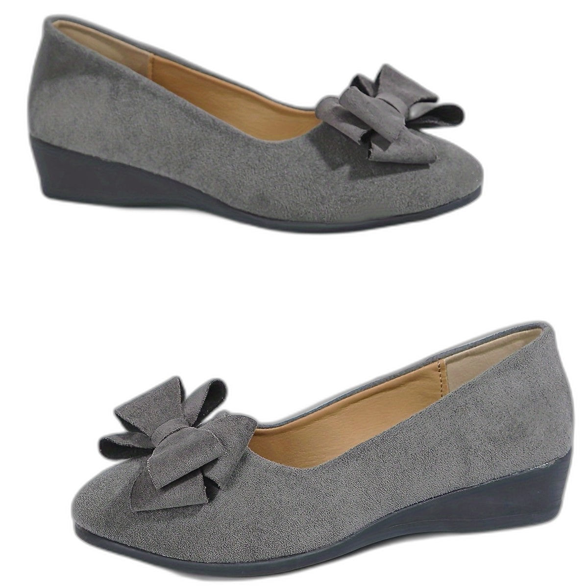 Comfortable Grey Ballet Flats for Women with Closed Toe Casual Style