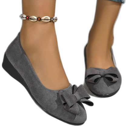 Comfortable Grey Ballet Flats for Women with Closed Toe Casual Style