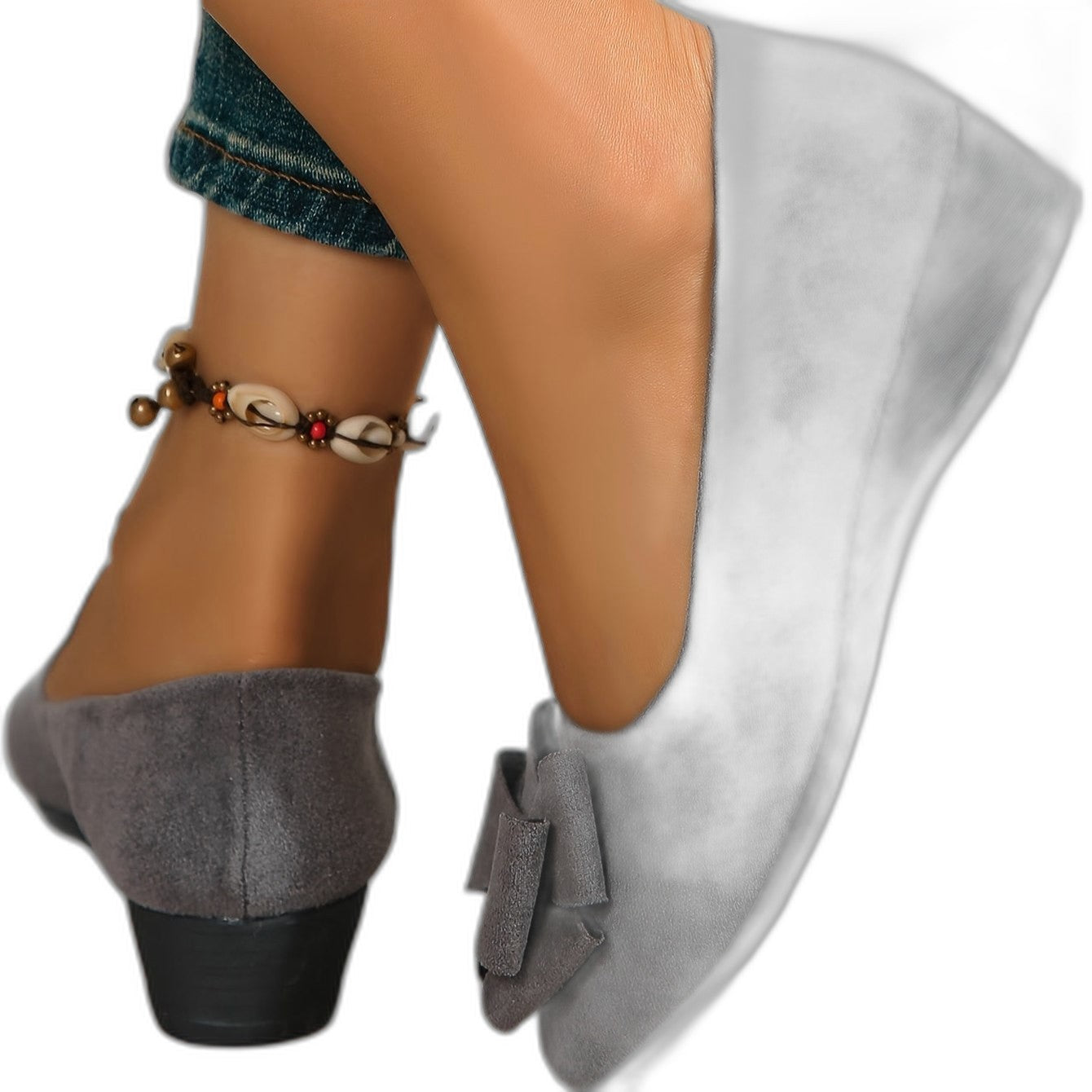 Comfortable Grey Ballet Flats for Women with Closed Toe Casual Style