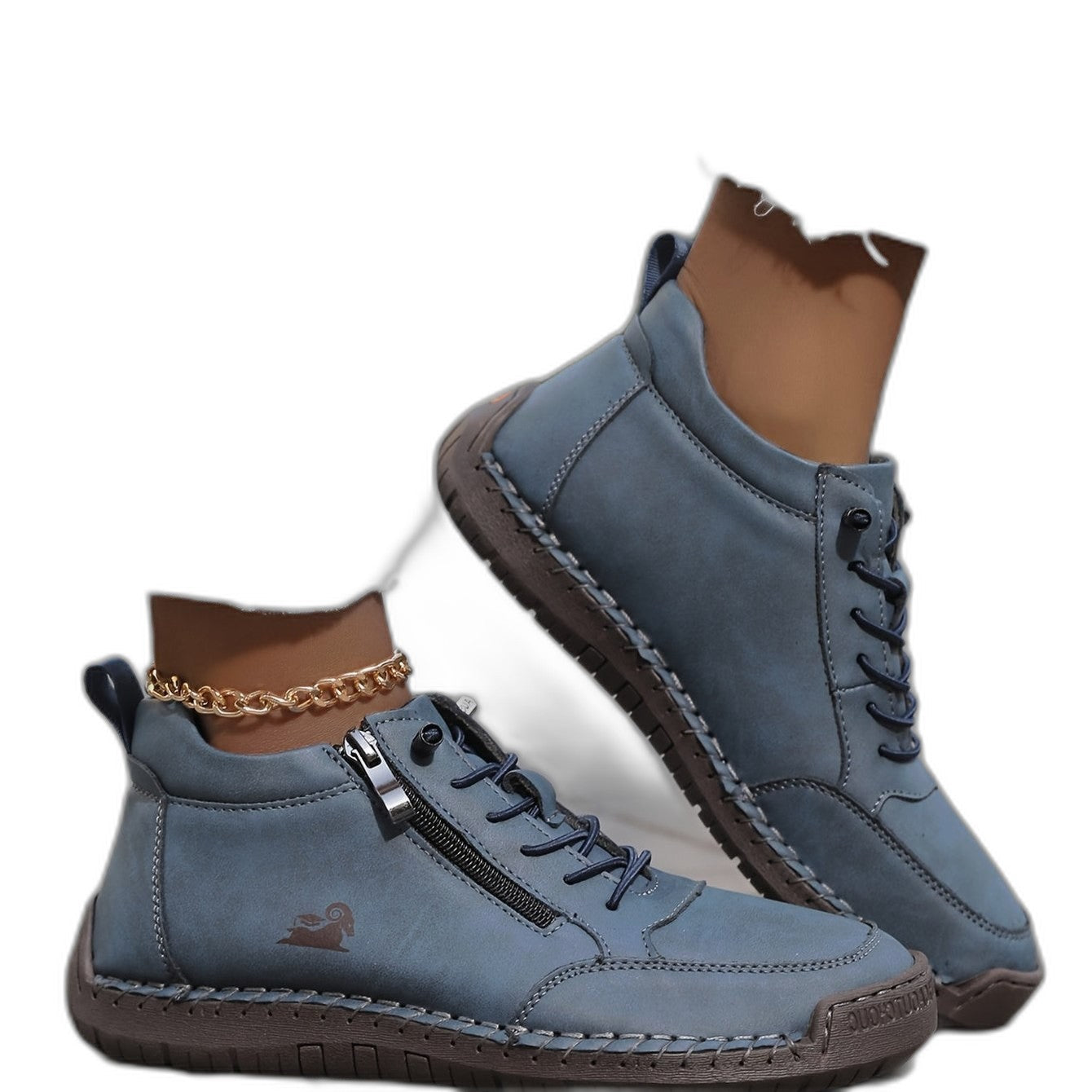 Comfortable Grey Leather Ankle Boots for Women with Closed Toe Casual Style