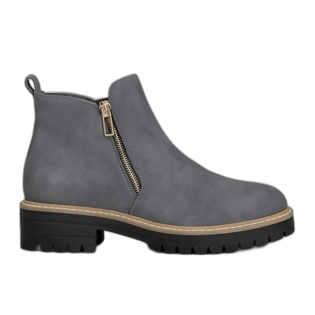 Comfortable Grey Suede Ankle Boots for Women with Closed Toe Casual Style