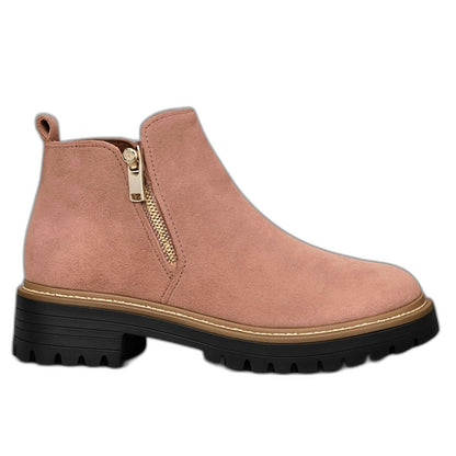 Comfortable Grey Suede Ankle Boots for Women with Closed Toe Casual Style