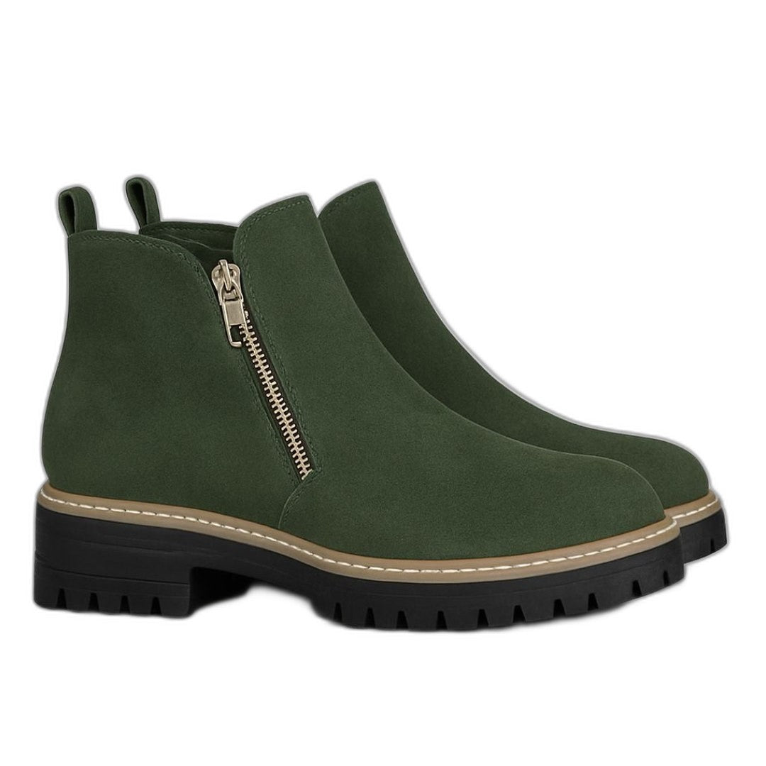 Comfortable Grey Suede Ankle Boots for Women with Closed Toe Casual Style