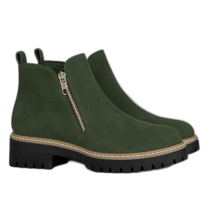Comfortable Grey Suede Ankle Boots for Women with Closed Toe Casual Style