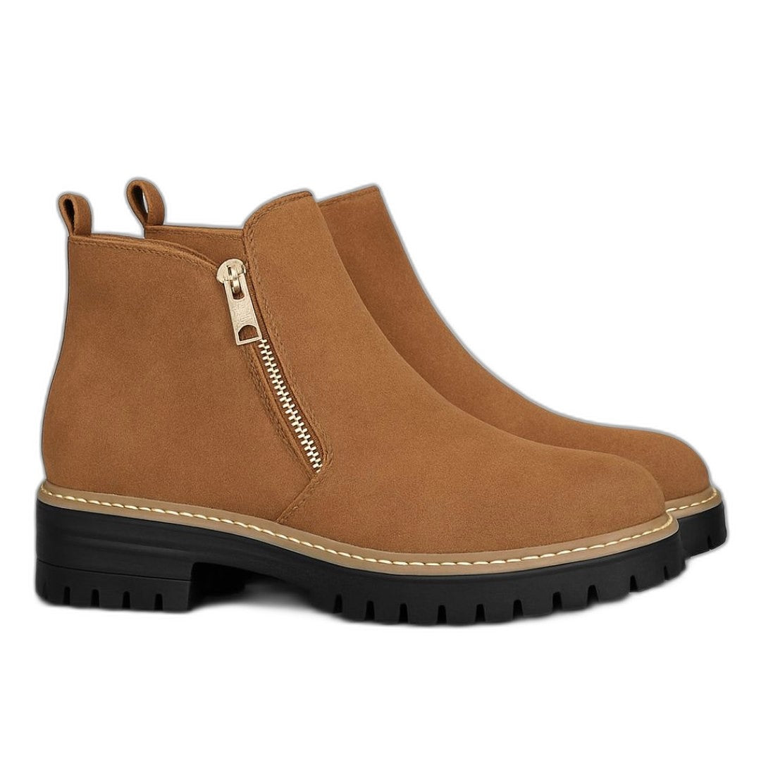 Comfortable Grey Suede Ankle Boots for Women with Closed Toe Casual Style