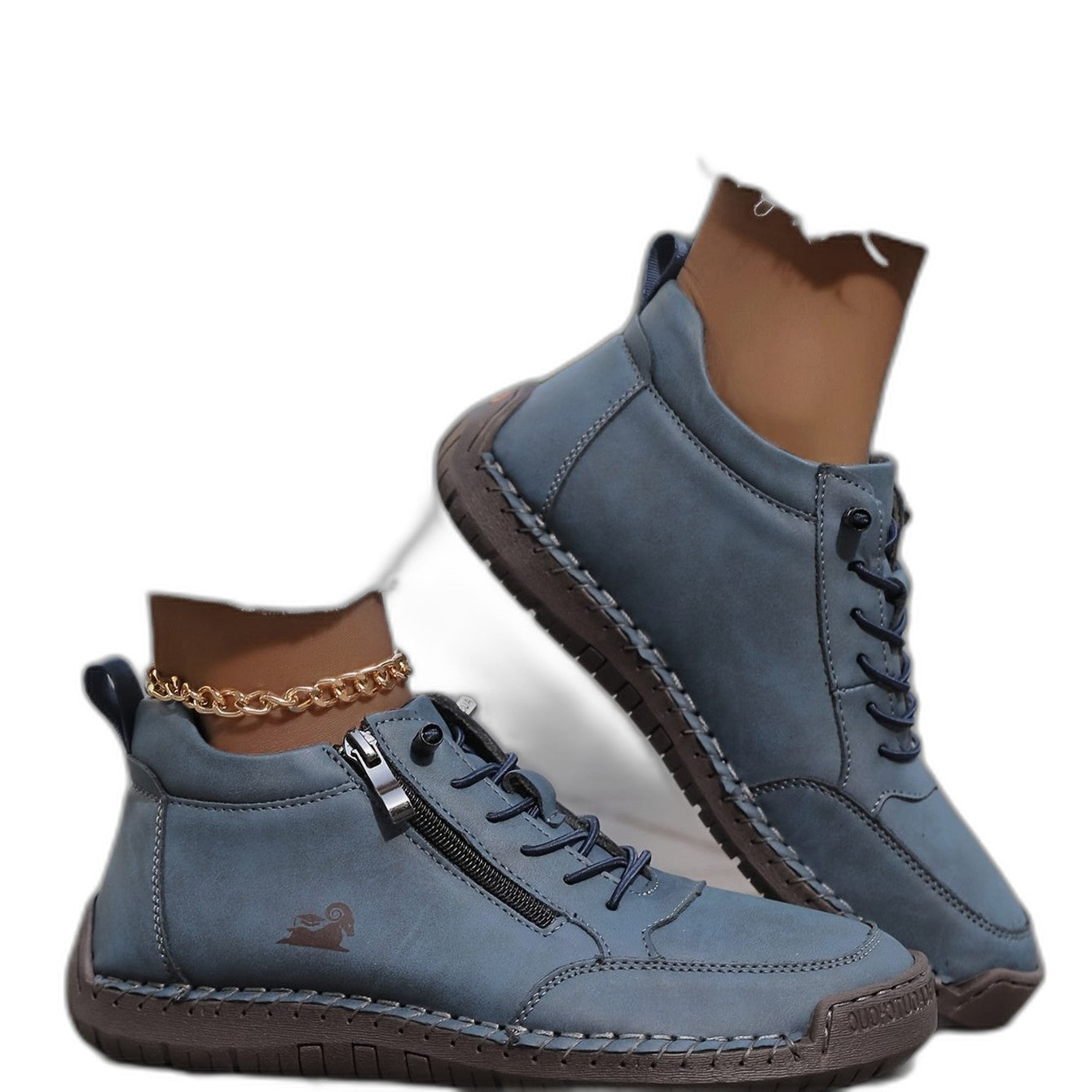 Comfortable Grey Suede Ankle Boots for Women with Closed Toe Lace Up Casual Style