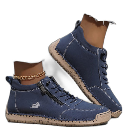 Comfortable Grey Suede Ankle Boots for Women with Closed Toe Lace Up Casual Style