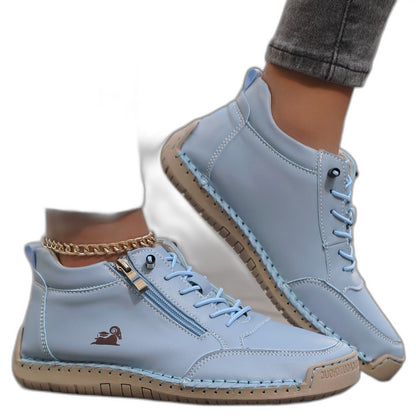 Comfortable Grey Suede Ankle Boots for Women with Closed Toe Lace Up Casual Style